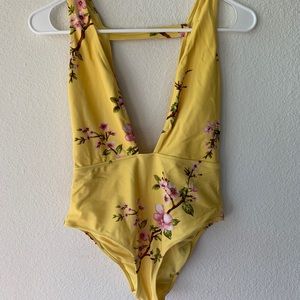 Yellow one piece swimsuit